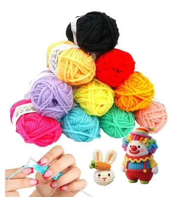 Productafbeelding van Hekelgaren, 48 stuks, 10 gram/20 meter, acrylwol, 24 kleuren, geschikt voor breien en knutselen