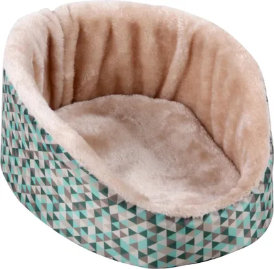 Produktbild von Dehner Kleintier-Kuschelbett Velvet, ca. 31 x 25 x 13 cm, Nylon/Plüsch, rosé/türkis/grau