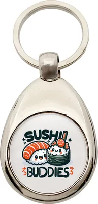Produktbild von Huuraa Schlüsselanhänger Sushi Buddies Sushirollen Metall Schlüsselring Einkaufswagenchip Geschenkidee