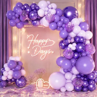 Productafbeelding van Set van 110 paarse ballonnen voor verjaardagsdecoratie, babyshower, bruiloft, feest