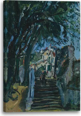 Produktbild von Leinwandbild (80x120cm): Chaim Soutine - LES ESCALIERS À CHARTRES, echter Holz-Keilrahmen inkl. Aufhänger, handgefertigt in Deutschland