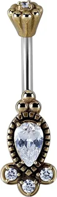 Produktbild von Karisma Brass Double Tribal Bauchnabelpiercing Edelstahl 316L Pin Zirkonia - Weiss