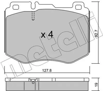 Produktbild von METELLI Bremsbeläge Satz Vorne Bremsklötze passend für MERCEDES-BENZ C-Klasse T-modell (S205) 22-1019-0