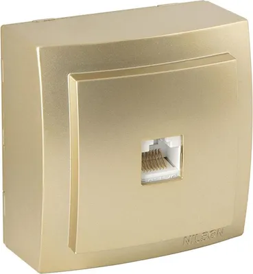 Produktbild von Netzwerkdose CAT6 Gold Metall Optik – Aufputz für Innen – THEMIS