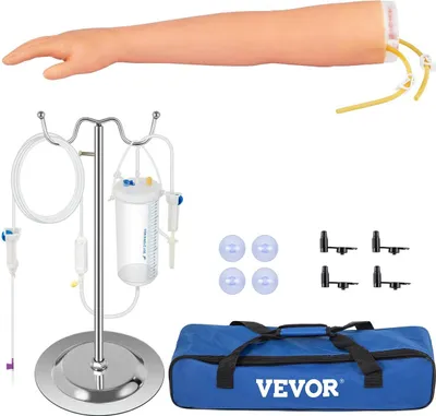 Productafbeelding van Bloedafname-oefenset, training voor intraveneuze punctie, hoogwaardige oefenarm voor intraveneuze procedures met draagtas. Oefen en perfectioneer uw intraveneuze vaardigheden, geschikt voor studenten, verpleegkundigen en professionals