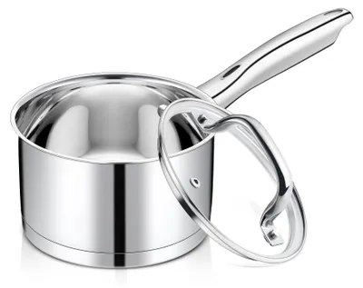 Produktbild von Omgoods - Edelstahl-Kochtopf mit Glasdeckel, 16 cm