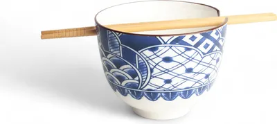 Produktbild von Soba-Bowls ASIATICA, Porzellan-Schale, Reis mit Stäbchenhalter Ø 13 cm