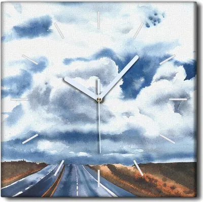 Produktbild von Coloray Uhr auf Leinwand 30x30 cm Wand Uhr Dekoration Wohnzimmer Segeltuch weiße Zeiger -Amerika-Straßendorf.