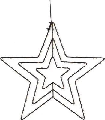 Immagine prodotto di LED decorazione finestra di Natale stella lucciola nero bianco caldo per 3 x batteria AA