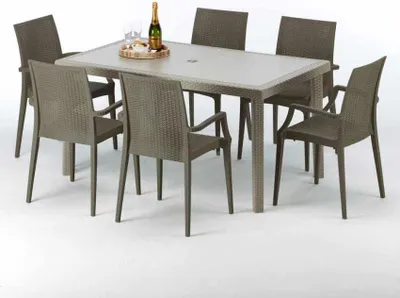 Produktbild von ProduceShop S7050SETJ6PBIMK, Beige, Braun, Polyrattan, 6 Sitz(e), 150 cm, 90 cm, 74 cm