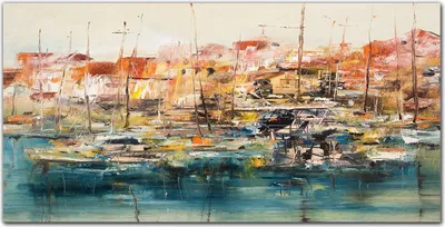 Produktbild von Coloray Bild aus Leinwand 120x60 Leinwand Dekoration - Port Schiffe Boote