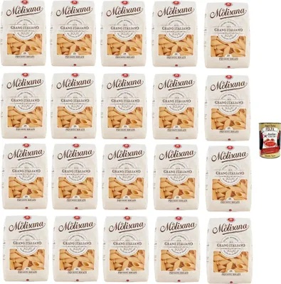 Produktbild von 20x La Molisana Pennoni Rigati N. 21 Pasta Lenta Lavorazione Teigwaren aus Hartweizengrieß Bronze-Zeichnung 500g + Italian Gourmet Polpa 400g