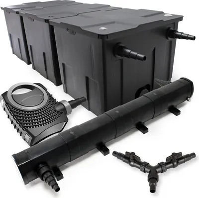 Image de SunSun Kit complet: CBF-350C Filtre de bassin jusqu'à 90000 L Biologique, CTF-8000 SuperECO pompe de filtration 8000l/h 70W, CUV-272 lampe uv UVC Clarificateur avec 72W, Y-distributeur