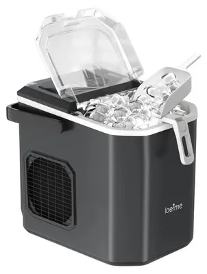 Produktbild von Tragbare Eiswürfelmaschine - Eiswürfelbereiter HZB-12/G - 12 kg/24 h - 9 Eiswürfel in 6–13 Min - 1,2 l Wassertank - LED-Display - Schwarz