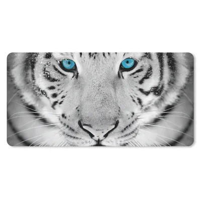 Produktbild von MuchoWow® Mauspad Mousepad Tiere - Tiger - Augen - Blau - Schwarz und weiß 60x30 cm - Mousepads - Maus Mat - Pad - Mausunterlage - Nachhaltig