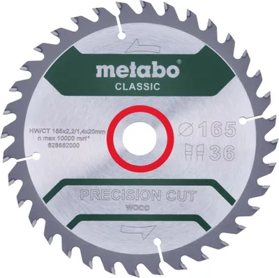 Produktbild von Metabo 628662000, Hartholz, Weichholz, Holz, 16,5 cm, 2 cm, Hartmetall-bestücktes Wolfram (TCT), 1,4 mm, 2,2 mm
