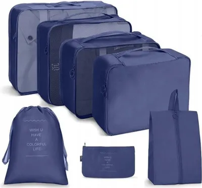 Produktbild von Ecarla Reisetaschen-Set Marineblau, 7-teilig
