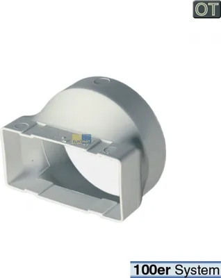A white background with a product. Top right has a black square with white 'OT'. Bottom right has a black rectangle with white text '100er System'.