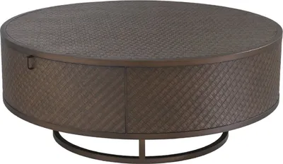 Produktbild von Casa Padrino Luxus Couchtisch Bronze Ø 100 x H. 40,5 cm - Runder Wohnzimmertisch mit 2 Schubladen - Luxus Wohnzimmermöbel
