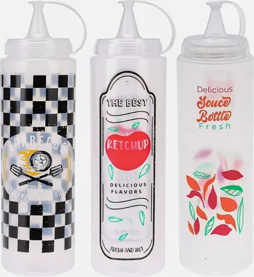 Immagine prodotto di Set di 3 dispenser per salse Excellent Houseware, plastica, 700 ml, multicolore