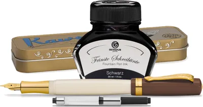 Produktbild von Kaweco Student Füllhalter mit 30 ml Füllhaltertinte, Konverter und Metalletui 20's Jazz, Schwarz