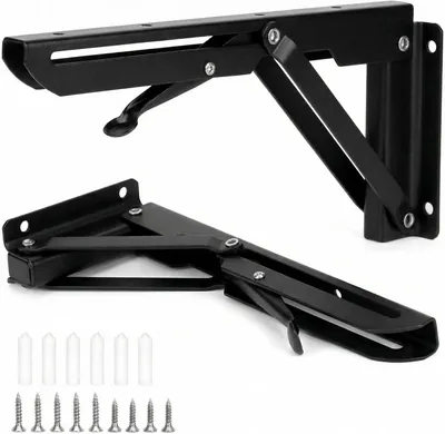 Imagen del producto de Soportes plegables para consola, de 250 mm, de metal, 2 unidades, para bancos de trabajo y proyectos de bricolaje