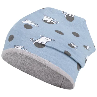 Produktbild von Wintermütze Jungen Mädchen gefüttert Kindermütze Beanie Bären Allover, Gr. 50-52, Blau-Hunde