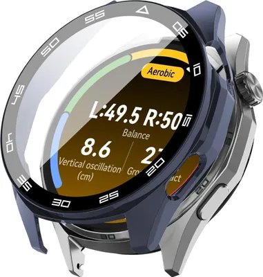 Produktbild von 360 Grad Smartwatch Hülle für Huawei Watch GT6 46 mm mit Displayschutz Case Watch Cover Bumper Rundum Schutzhülle Uhr Bildschirmschutz Dunkelblau