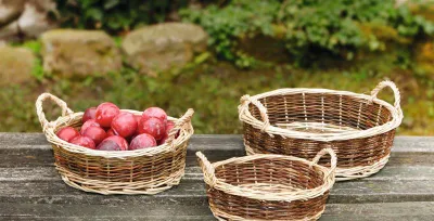 Image de Coupe en osier, grande, Ø 30 cm, corbeille à fruits, coupe à fruits, coupe décorative, coupe de service