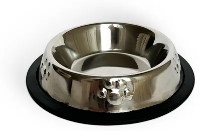 Productafbeelding van Rvs voerbak met antislipbasis, 16 cm diameter, vaatwasserbestendig, voor honden en katten