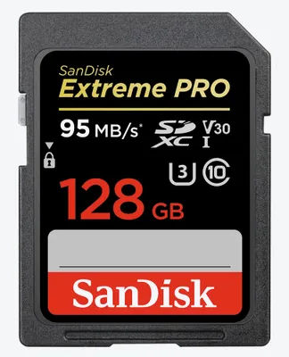 Produktbild von SanDisk Extreme Pro, 128 GB, SDXC, Klasse 10, UHS-I, 90 MB/s, 95 MB/s