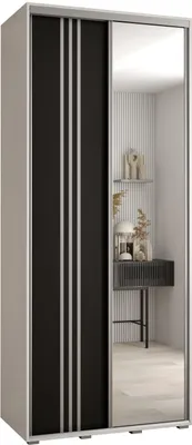 Produktbild von MEBLE KRYSPOL Davos 7 Schrank, zwei Türen - 235,2x120x45 cm - Weiß Schwarz Silber