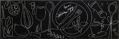 Fußmatte Fine Dining 60x180 cm grau, waschbar, innen & außen