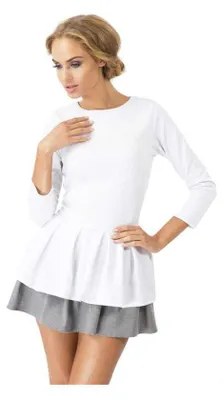 Produktbild von Kleid Tunika Mini-Kleid mit 2 Farbig Top; Weiß/Grau S/36