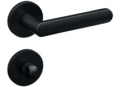 Produktbild von Gavroche Türgriffe Schwarz Matt Set WC/Bad Türklinken für Innentüren Drückergarnitur für Zimmertür mit runder Rosettengarnitur aus Zink Türbeschlag