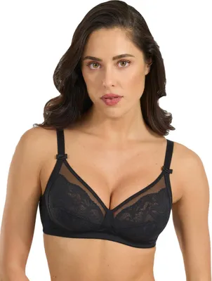 Produktbild von Spiman Damen Soft-BH aus leichter Mikrofaser mit Tüll- und Spitzendetails, Schwarz, Gr. 95C