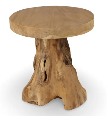Produktbild von Runder Beistelltisch 40x45cm aus Teakholz Couchtisch Nachttisch Echtholz unbehandelt