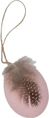 Produktbild von Hühnereier, bemalt, 12 Stück, mit Hänger, in vielen Farben & mit verschiedenen Motiven erhältlich | Deko-Ostereier, Farbe:Rosa mit Federn