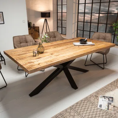 Produktbild von riess-ambiente Massiver Industrial Esstisch GALAXIE 180cm Mangoholz sternenförmiges Gestell Esszimmertisch Tisch