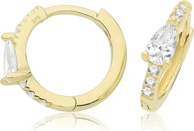 Produktbild von Wunderschöne 9 Karat (375) Gold Damen - Ohrklemme mit Zirkonia - 12mm*4mm; TRS37399