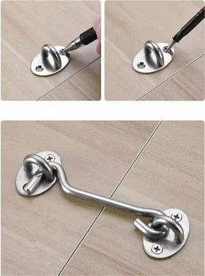 Produktbild von Sturmhaken, 4 Stück, rostfreier Stahl, Kabinenhaken, Türhaken, Türverriegelung, Fenster, Fang, Kabine, Tür, Schloss, Fensterhaken