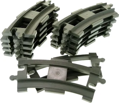 Produktbild von 12x Lego Duplo Schienen alt-dunkel grau gebogen Kurve Eisenbahn 637827 6378