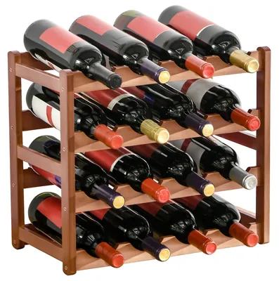 Produktbild von HOMCOM Weinregal Flaschenregal für 16 Flaschen Weinhalter aus Bambus Natur