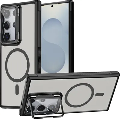Image de Housse de protection pour Samsung Galaxy S25 Ultra Housse, anneau métallique pour chargement sans fil pliable protection caméra verre support