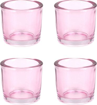 Teelichthalter Glas 6,5x6cm hellrosa 4er Set