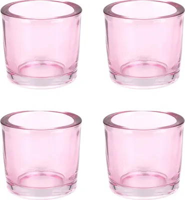 Produktbild von Teelichthalter Glas 6,5x6cm hellrosa 4er Set