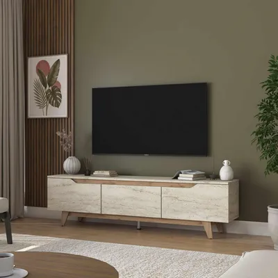Produktbild von Skye Decor, Hochwertiger TV-Ständer (Elterncode) - Travertin & Walnuss, 180 cm