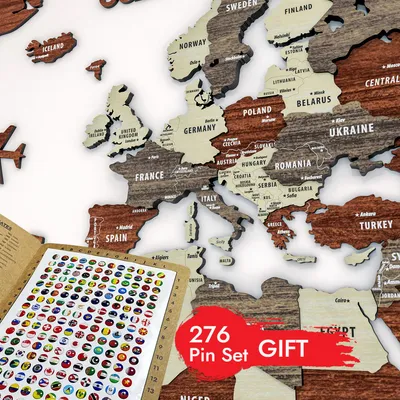Produktbild von Holz-Weltkarte Wandkunst – 3D Holz Pinnwand Karte, Reise Geschenk 2XL 250 cm