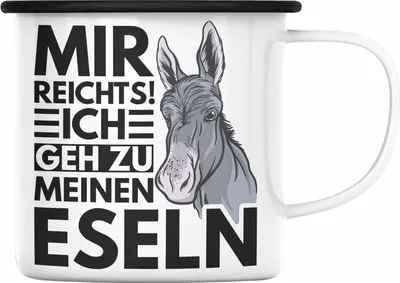 Produktbild von Trendation - Mir Reichts Ich Geh Zu Meinen Eseln Emaille Tasse Geschenk Bauernhof Landwirt Eselflüsterer (Schwarz)
