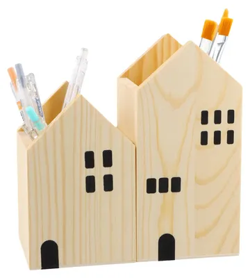 Produktbild von Stiftehalter aus Holz, Schreibtisch-Organizer, 8 x 16 cm + 8 x 12,5 cm